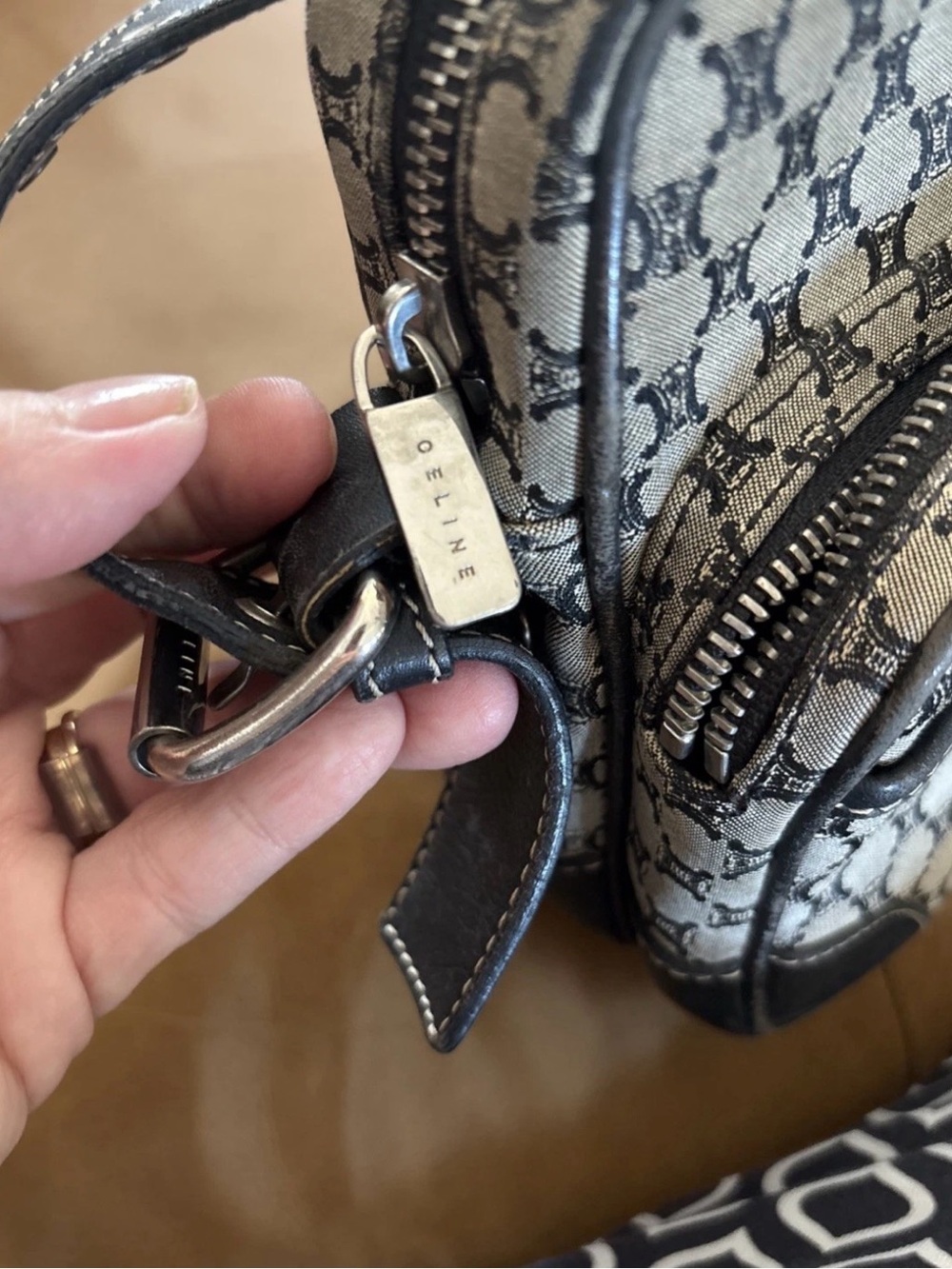 Vintage Celine Triomphe Patterned Canvas And BlueLeather Crossbody/shoulder bag - Picture 9 of 16